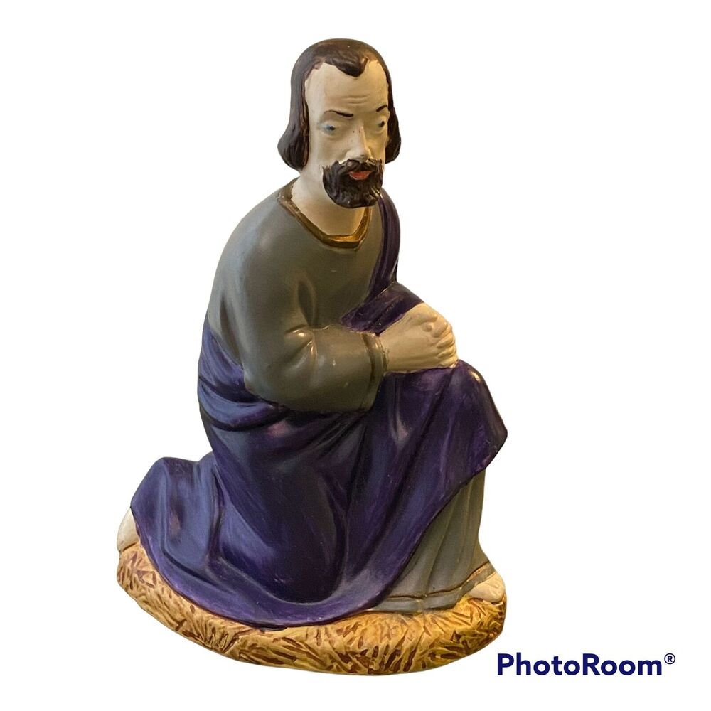 Vtg Holland Mold Ceramic Joseph Kneeling One Knee Nativity 1965 Hand Painted